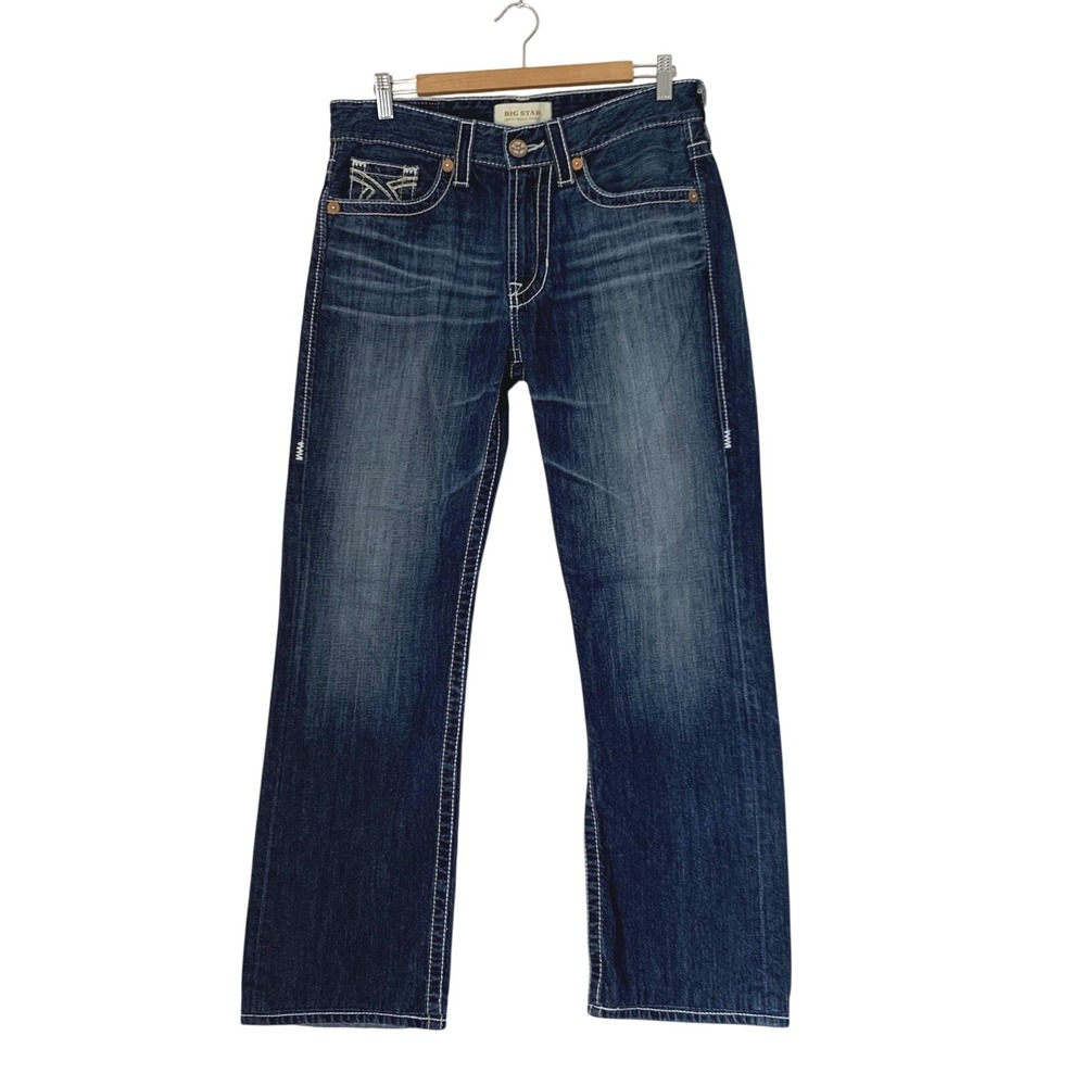 Big Star Union Regular Straight Jeans Men 31S Dark Wash‎ Contrast Western 32x29